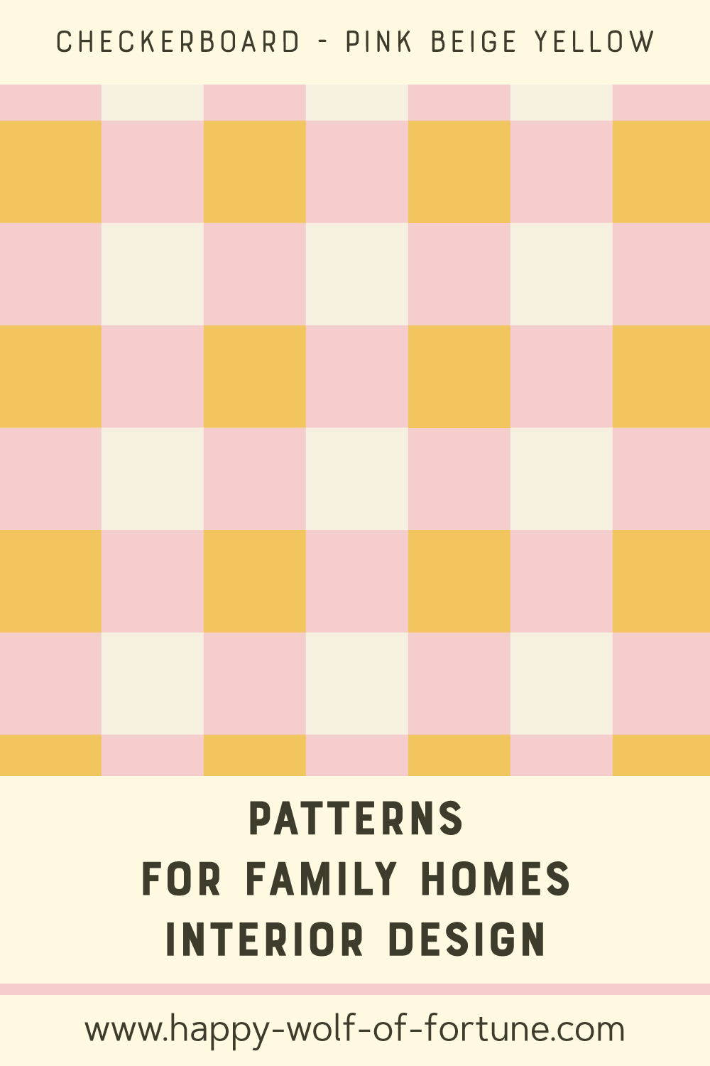 Pattern swatch showing a warm sand yellow, soft pink and beige white gingham check pattern