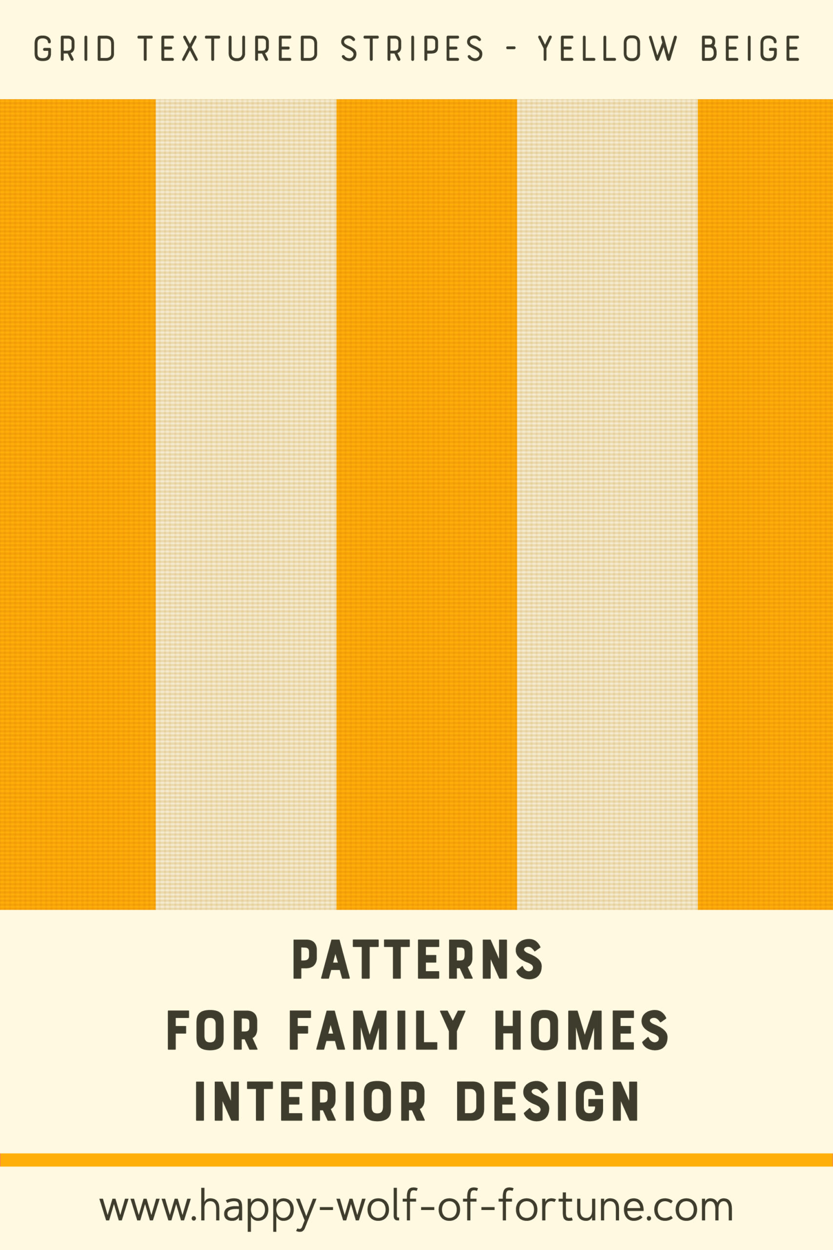 Pattern Swatches - grid textured vertical stripes - beer orange yellow and eggshell beige - Wallpaper for family homes interior design-02 Swatch with seamless pattern for family homes interior design showing textured midcentury modern bold grid textured vertical stripes in eggshell beige white and beer yellow orange