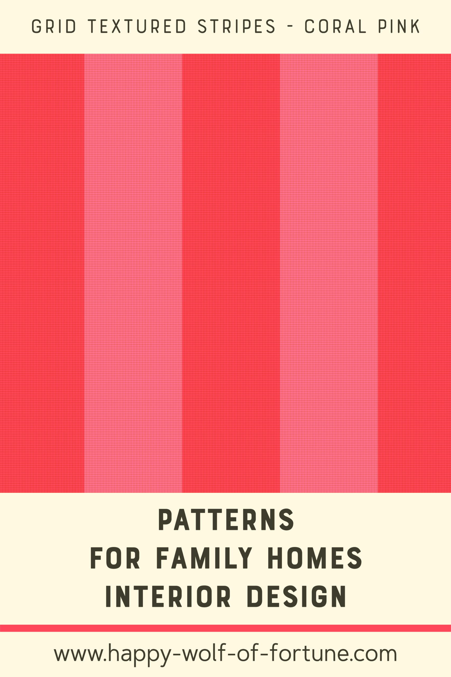 Pattern Swatches - grid textured vertical stripes - coral and watermelon pink - Wallpaper for family homes interior design-02 Swatch with seamless pattern for family homes interior design showing textured midcentury modern bold grid textured vertical stripes in coral pink reddish pink and watermelon pink