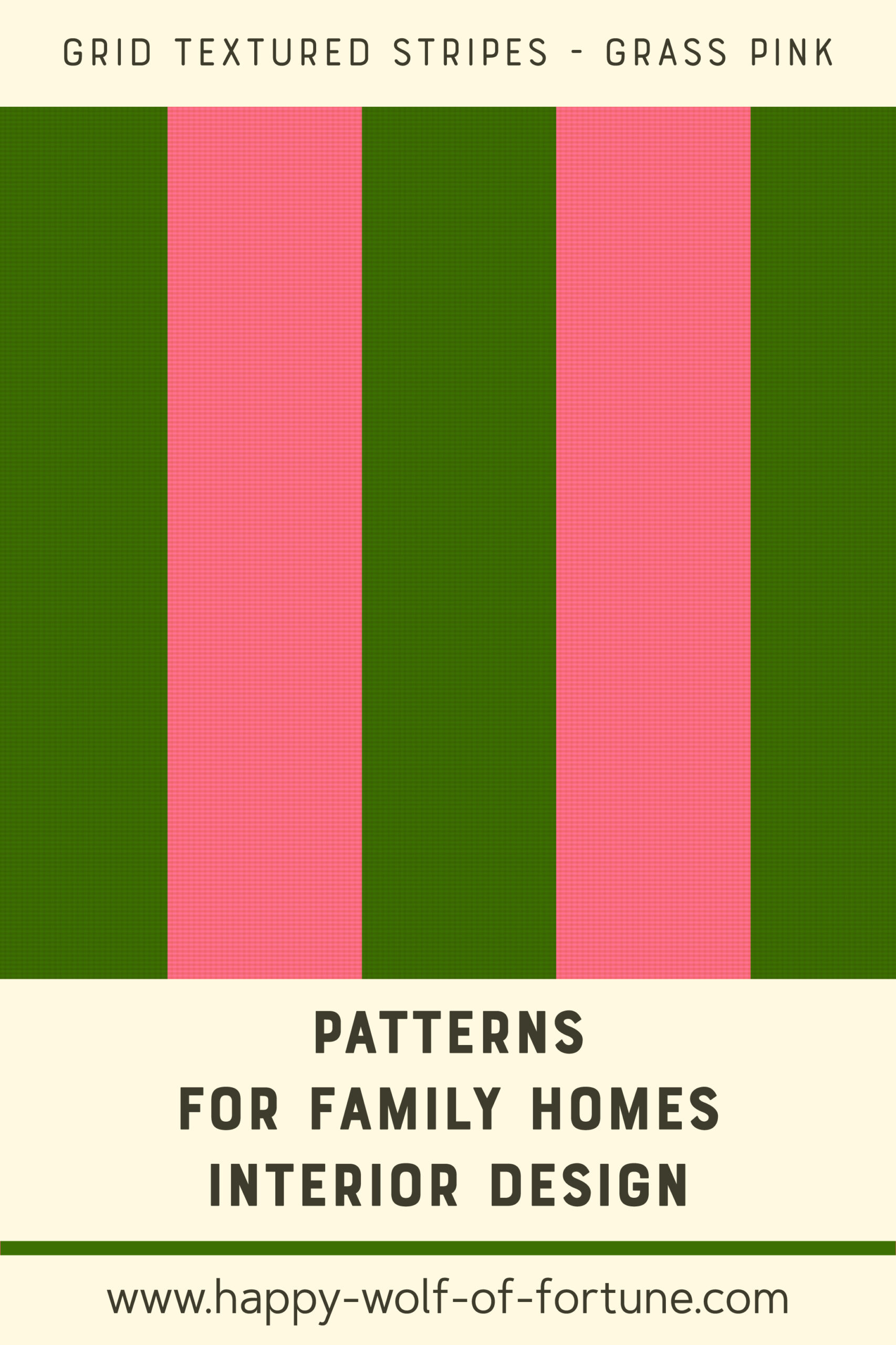 Pattern Swatches - grid textured vertical stripes - dark grass green and watermelon pink - Wallpaper for family homes interior design-02 Swatch with seamless pattern for family homes interior design showing textured midcentury modern bold grid textured vertical stripes in dark tree grass green and watermelon pink