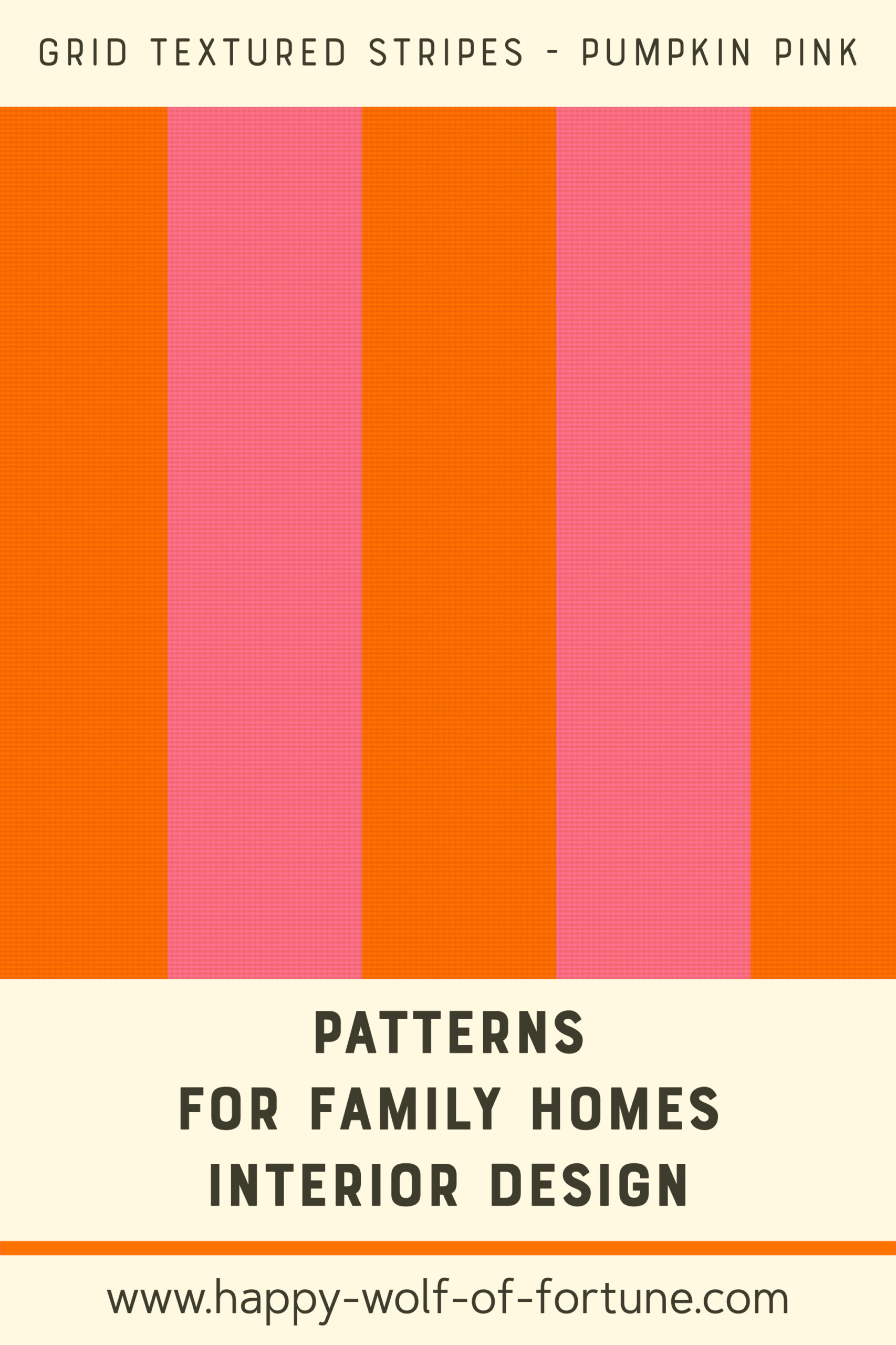 Pattern Swatches - grid textured vertical stripes - pumpkin orange and watermelon pink - Wallpaper for family homes interior design-02 Swatch with seamless pattern for family homes interior design showing textured midcentury modern bold grid textured vertical stripes in watermelon pink and pumpkin orange