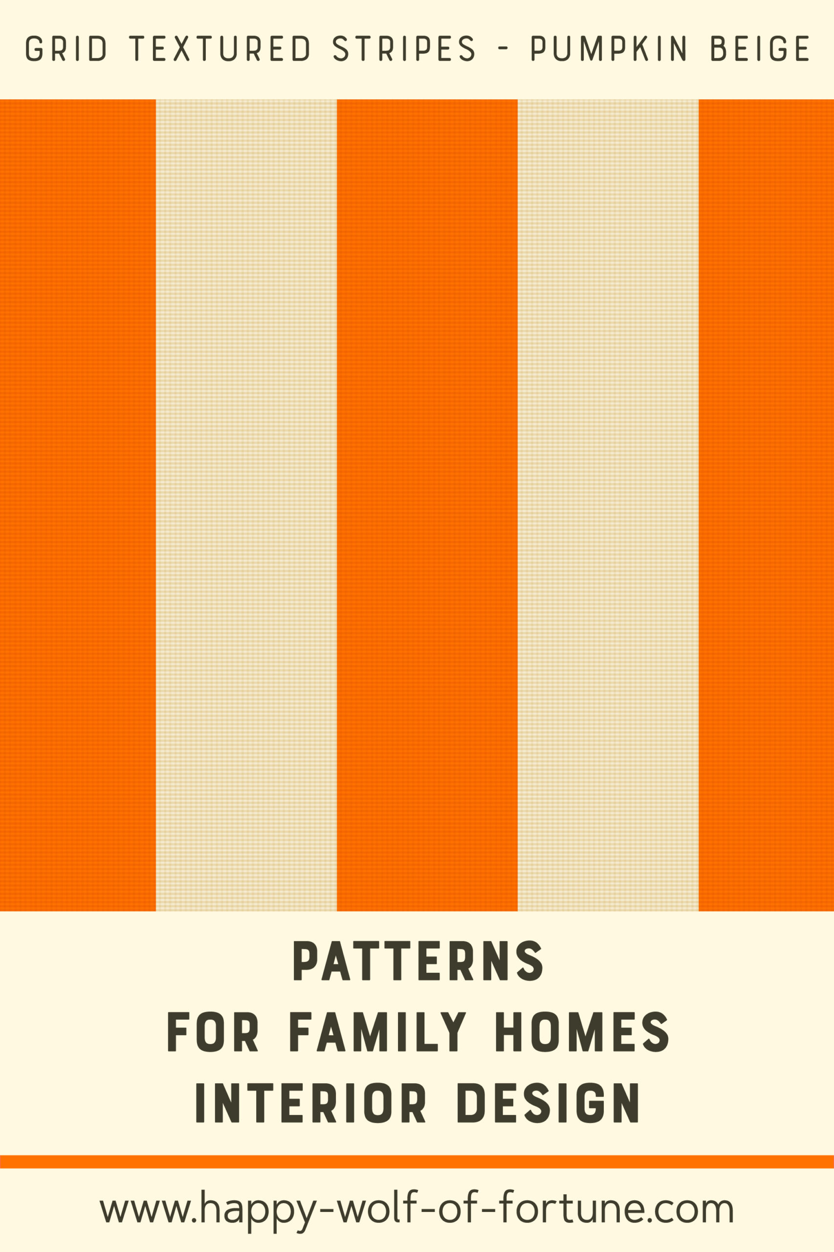 Pattern Swatches - grid textured vertical stripes - pumpkin orange ff7200 and eggshell beige - Wallpaper for family homes interior design-02 Swatch with seamless pattern for family homes interior design showing textured midcentury modern bold grid textured vertical stripes in eggshell beige white and pumpkin orange