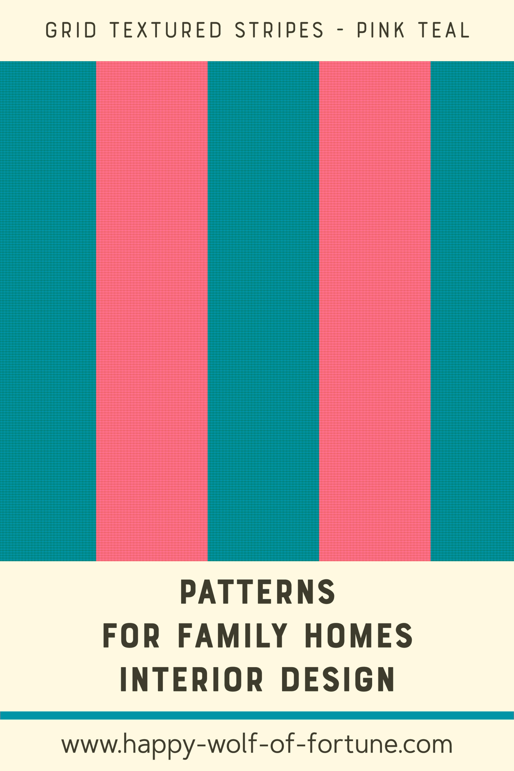 Pattern Swatches - grid textured vertical stripes - teal cyan blue and watermelon pink - Wallpaper for family homes interior design-02 Swatch with seamless pattern for family homes interior design showing textured midcentury modern bold grid textured vertical stripes in teal blue and watermelon pink