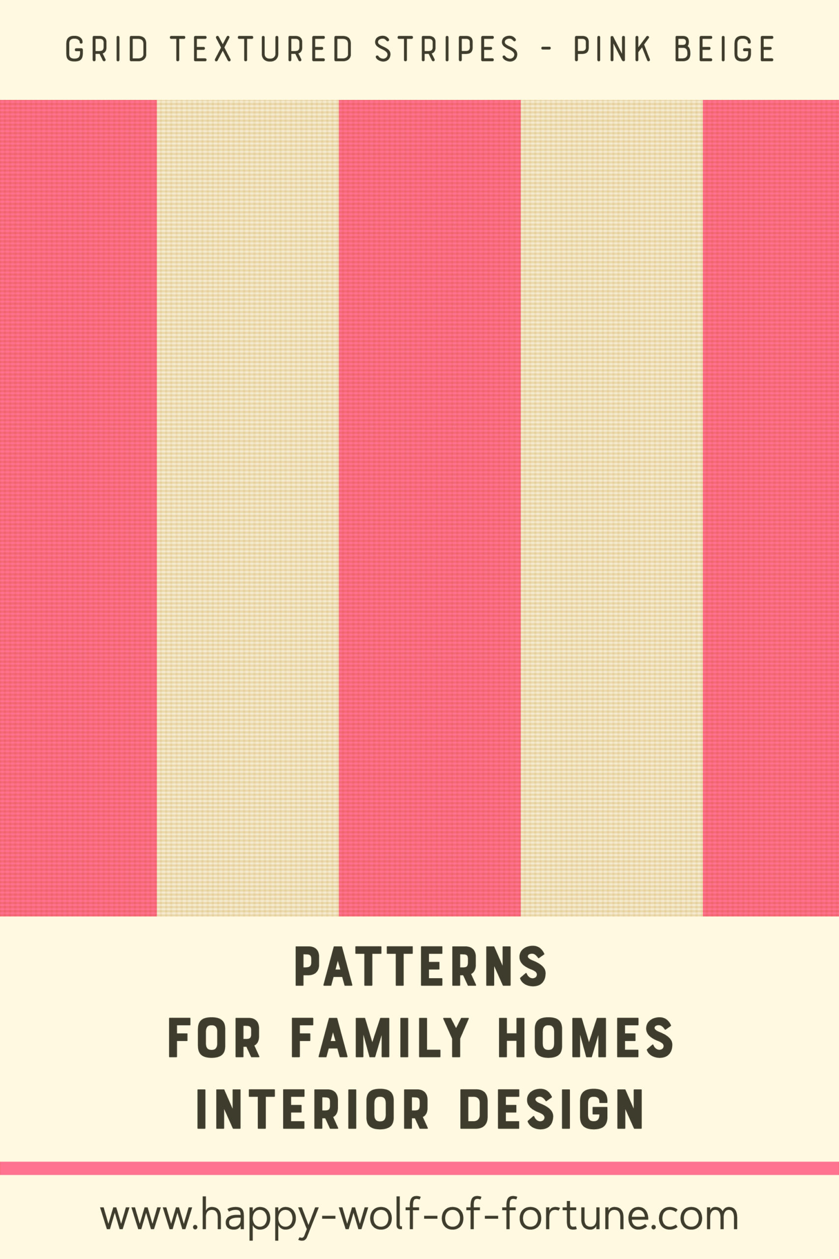 Pattern Swatches - grid textured vertical stripes - watermelon pink ff7290 and eggshell beige - Wallpaper for family homes interior design-02 Swatch with seamless pattern for family homes interior design showing textured midcentury modern bold grid textured vertical stripes in eggshell beige white and watermelon pink
