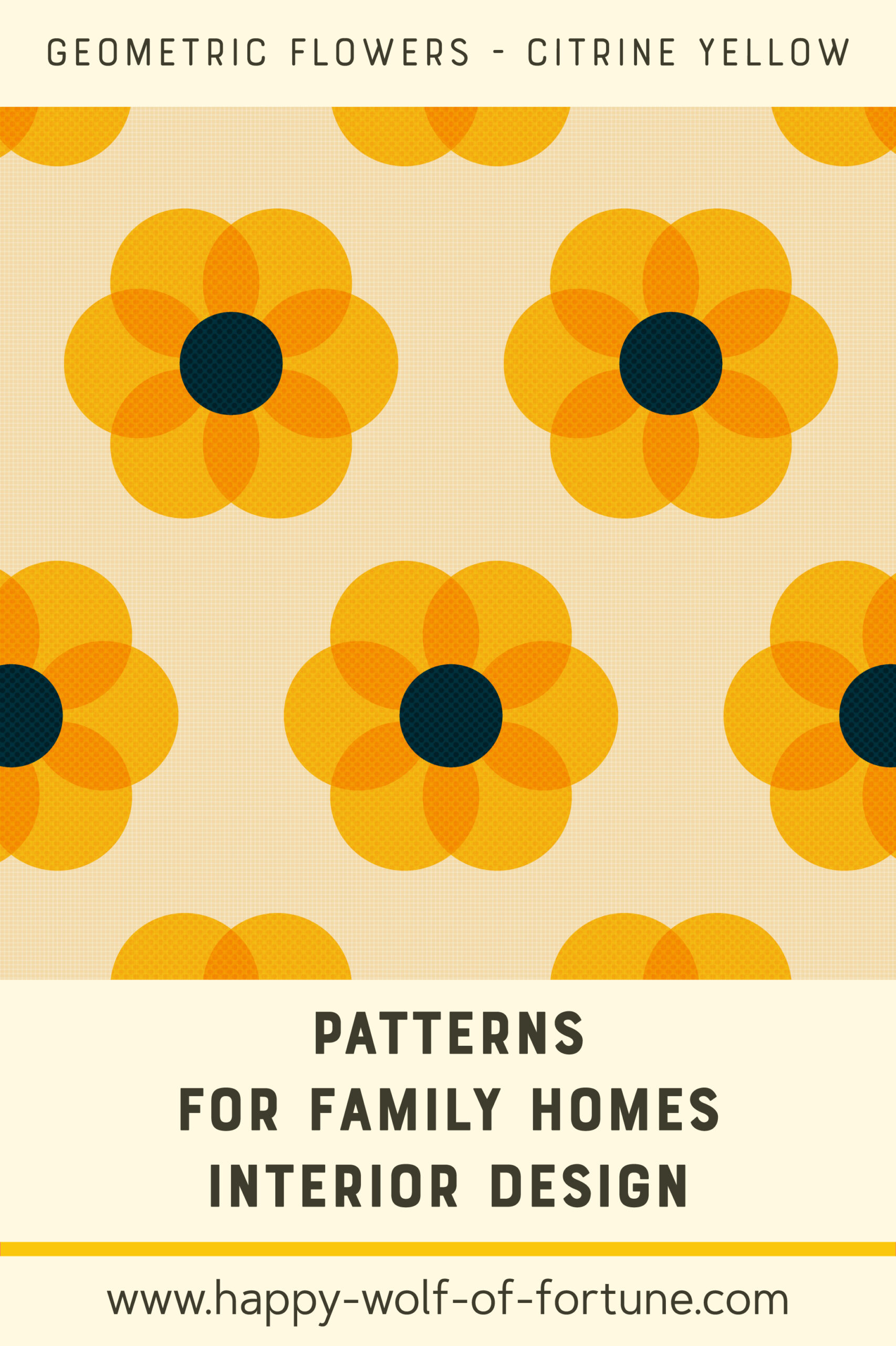 Pattern Swatches - midcentury modern geometric flowers citrine yellow - textured - Wallpaper for family homes interior design-02 Swatch with seamless pattern for family homes interior design showing textured midcentury modern bold citrine yellow geometric flowers