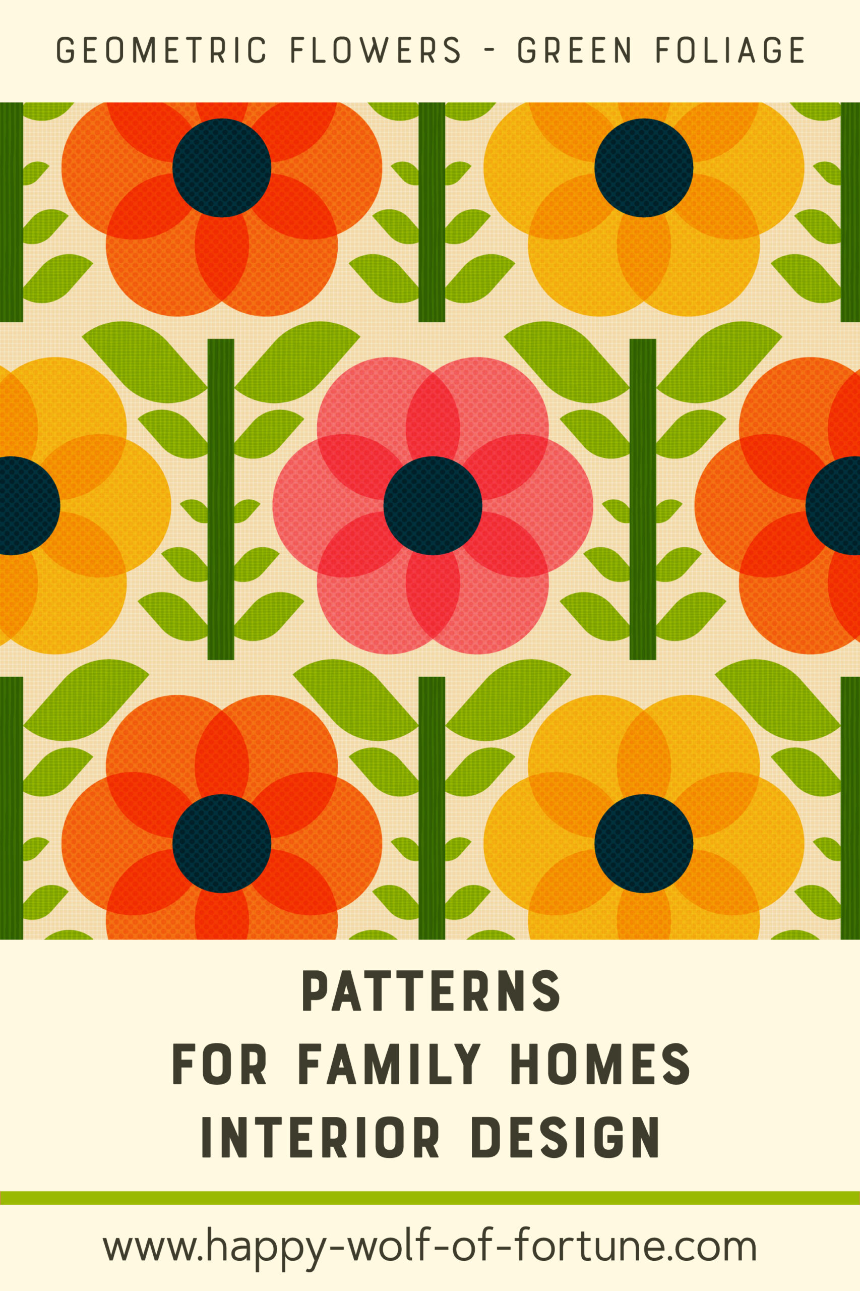 Pattern Swatches - midcentury modern geometric flowers - textured - green foliage - Wallpaper for family homes interior design-02