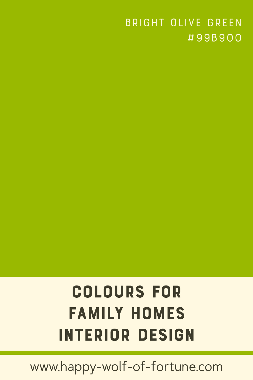 Swatch with colour for family homes interior design showing a bright olive green