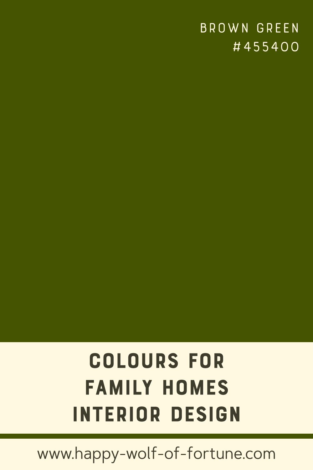 Swatch with colour for family homes interior design showing a dark brown green
