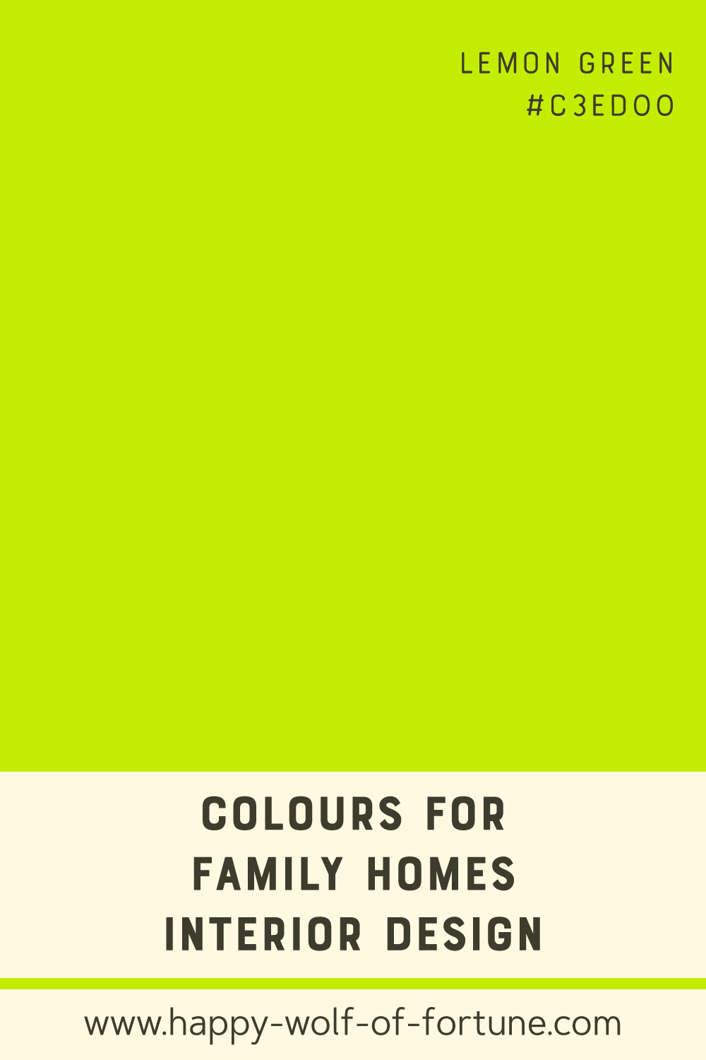 Swatch with colour for family homes interior design showing a bright lemon green