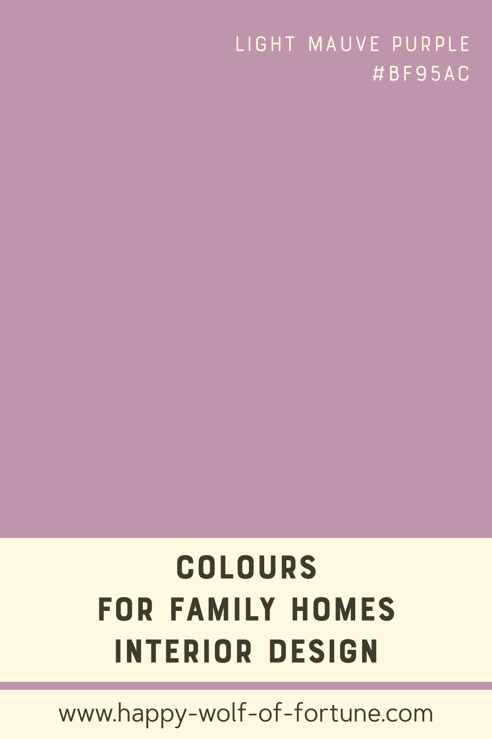 Swatch with colour for family homes interior design showing a light mauve purple with hexcode