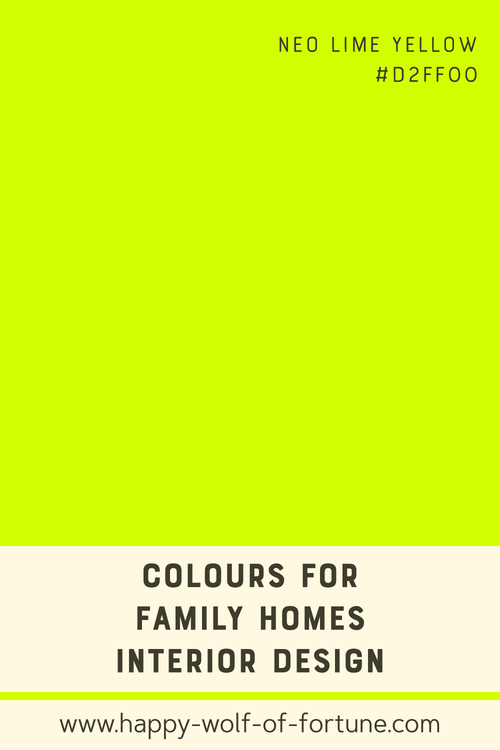 Swatch with colour for family homes interior design showing a neon lime yellow