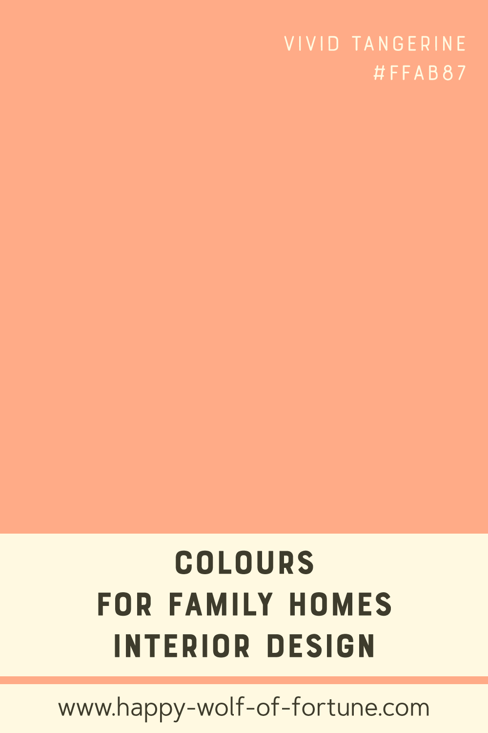 Swatch with colour for family homes interior design showing a vivid tangerine peach orange pink with hexcode