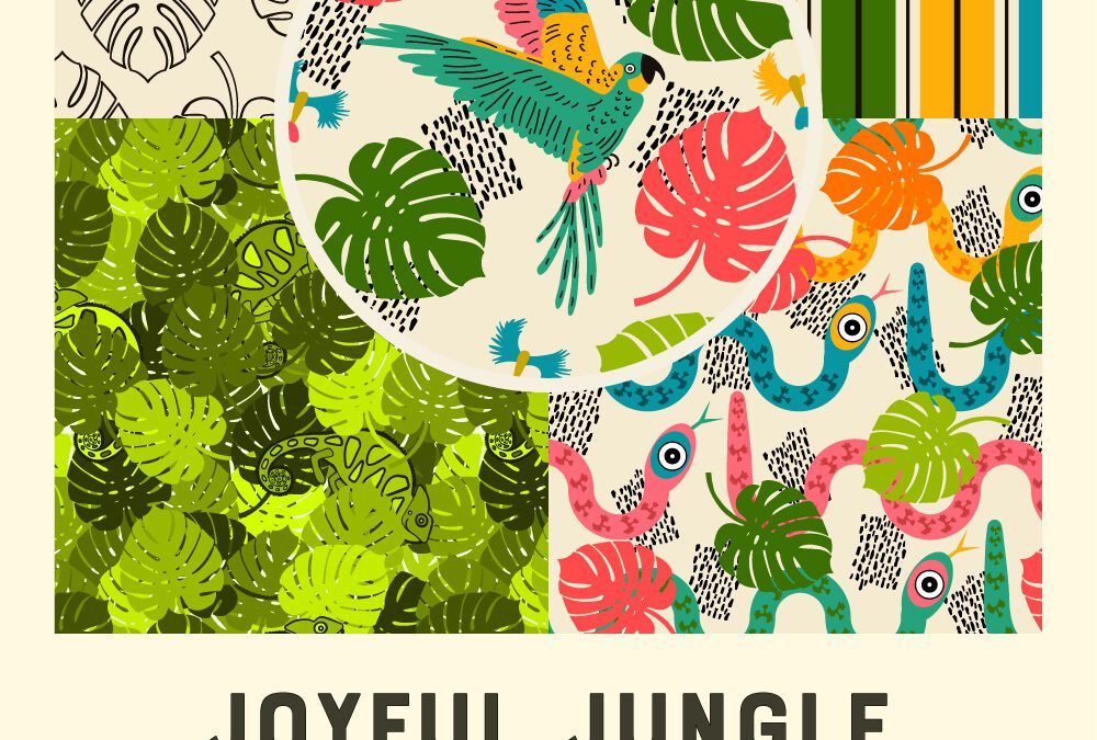 Ready-to-use customizable joyful jungle pattern collection for Family Homes