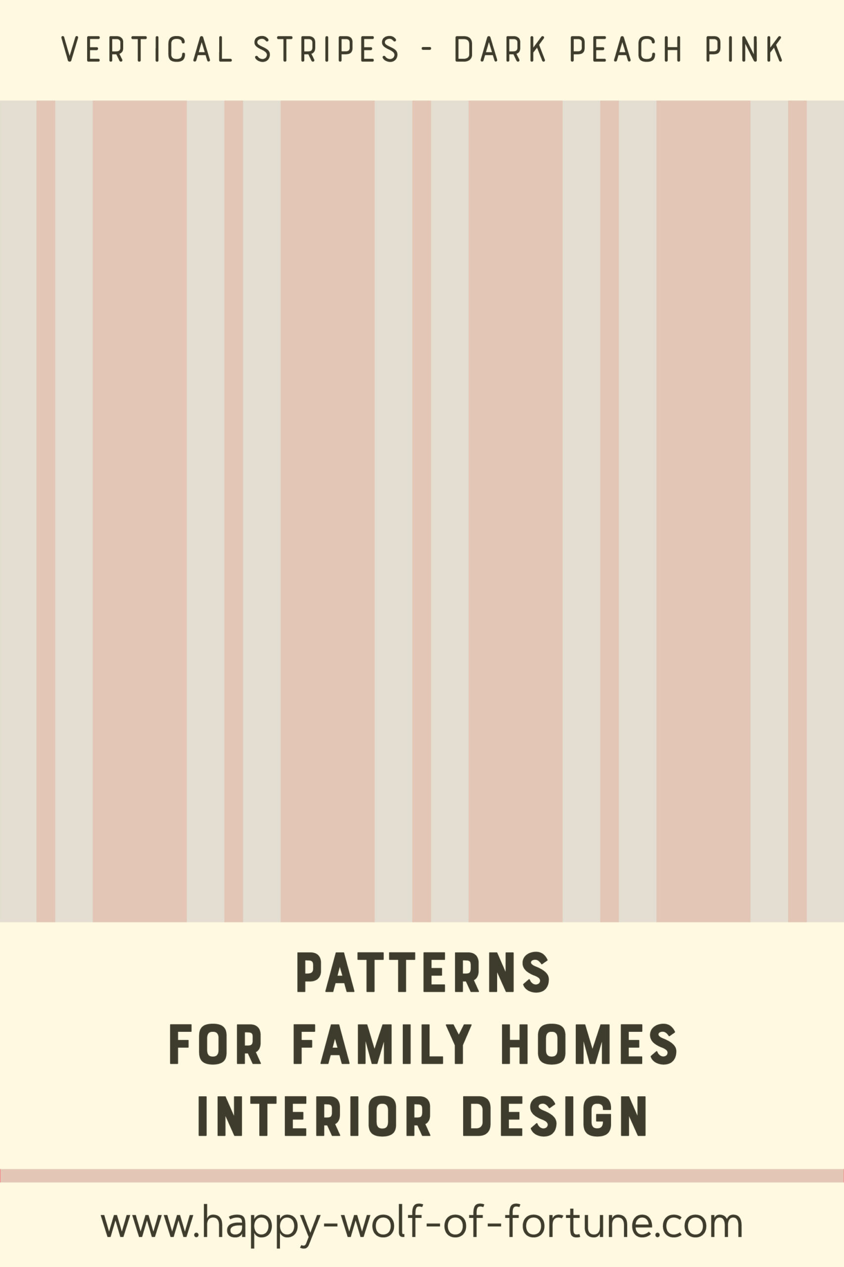 Pattern Swatches - Dark Peach Pink and Almond Beige White - combined vertical stripes - Wallpaper for family homes interior design-02 Swatch with seamless pattern for family homes interior design showing dark peach pink and almond white vertical stripes.