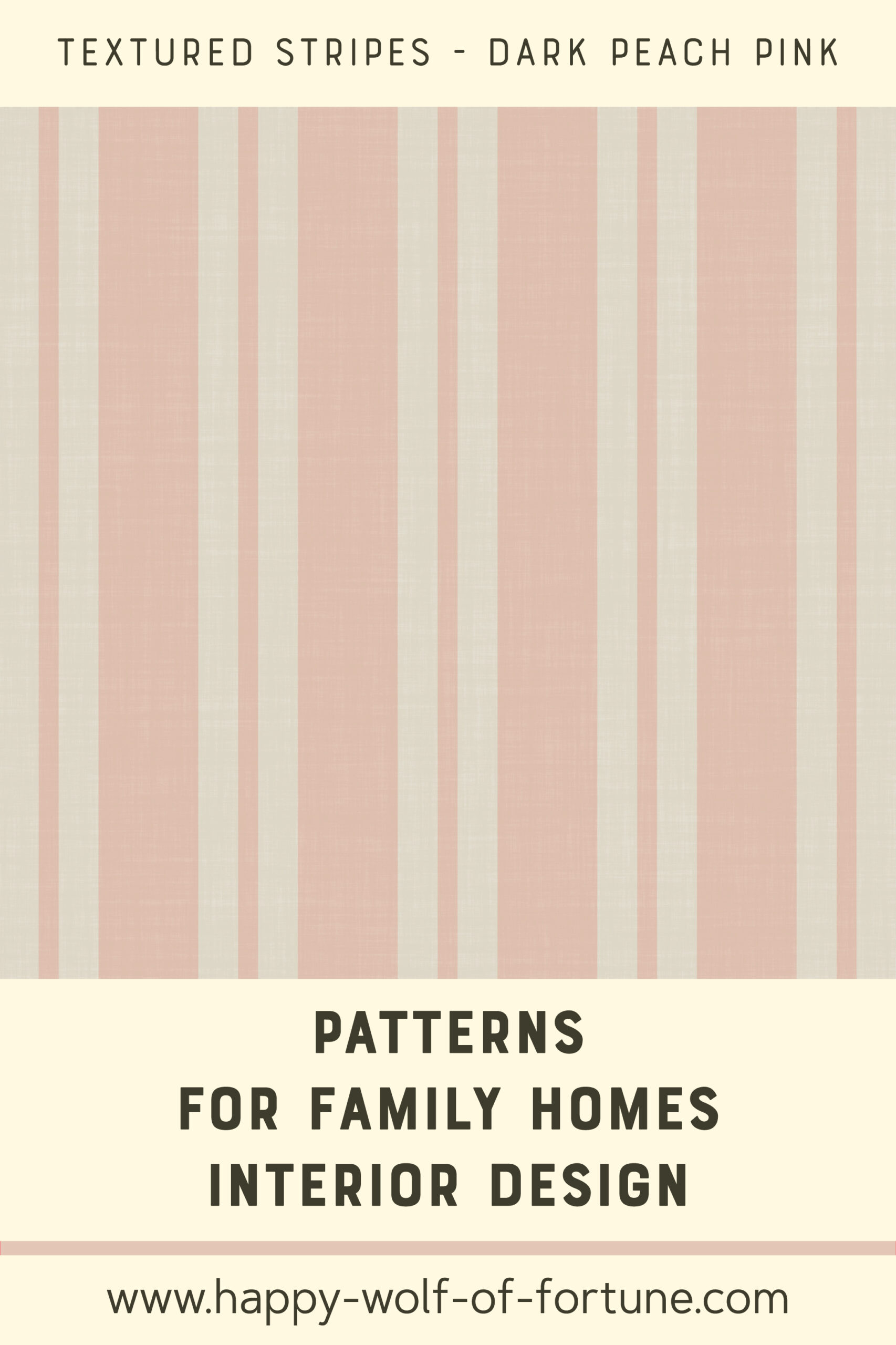 Pattern Swatches - Dark Peach Pink and Almond Beige White - Linen Textured combined vertical stripes - Wallpaper for family homes interior design-02 Swatch with seamless pattern for family homes interior design showing linen textured dark peach pink and almond white vertical stripes.
