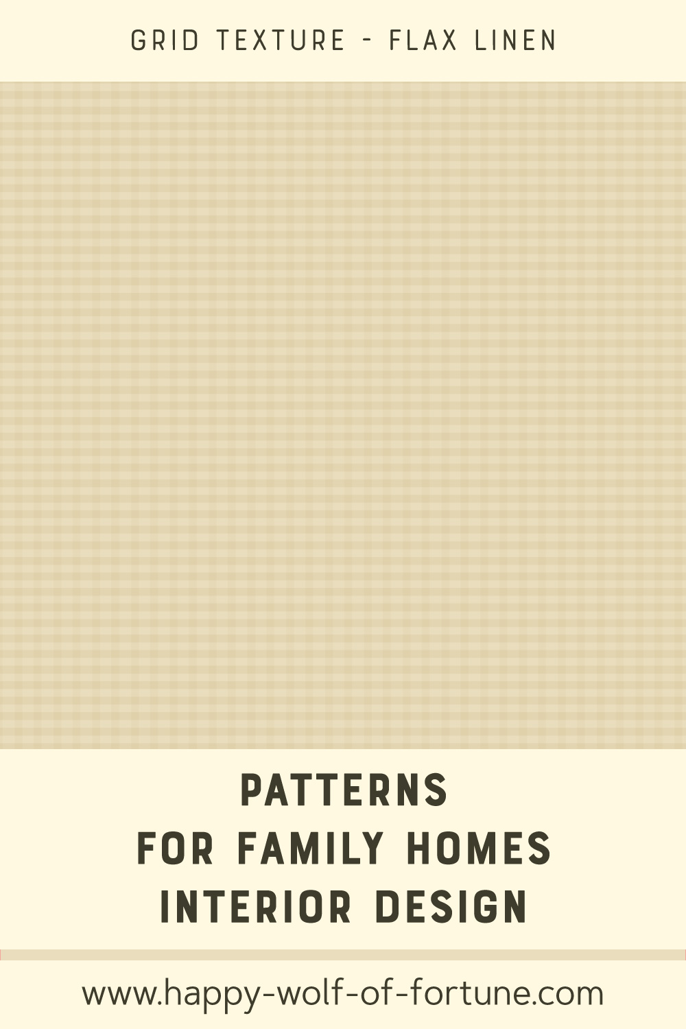 Swatch with seamless pattern for family homes interior design showing a grid texture in linen flax beige