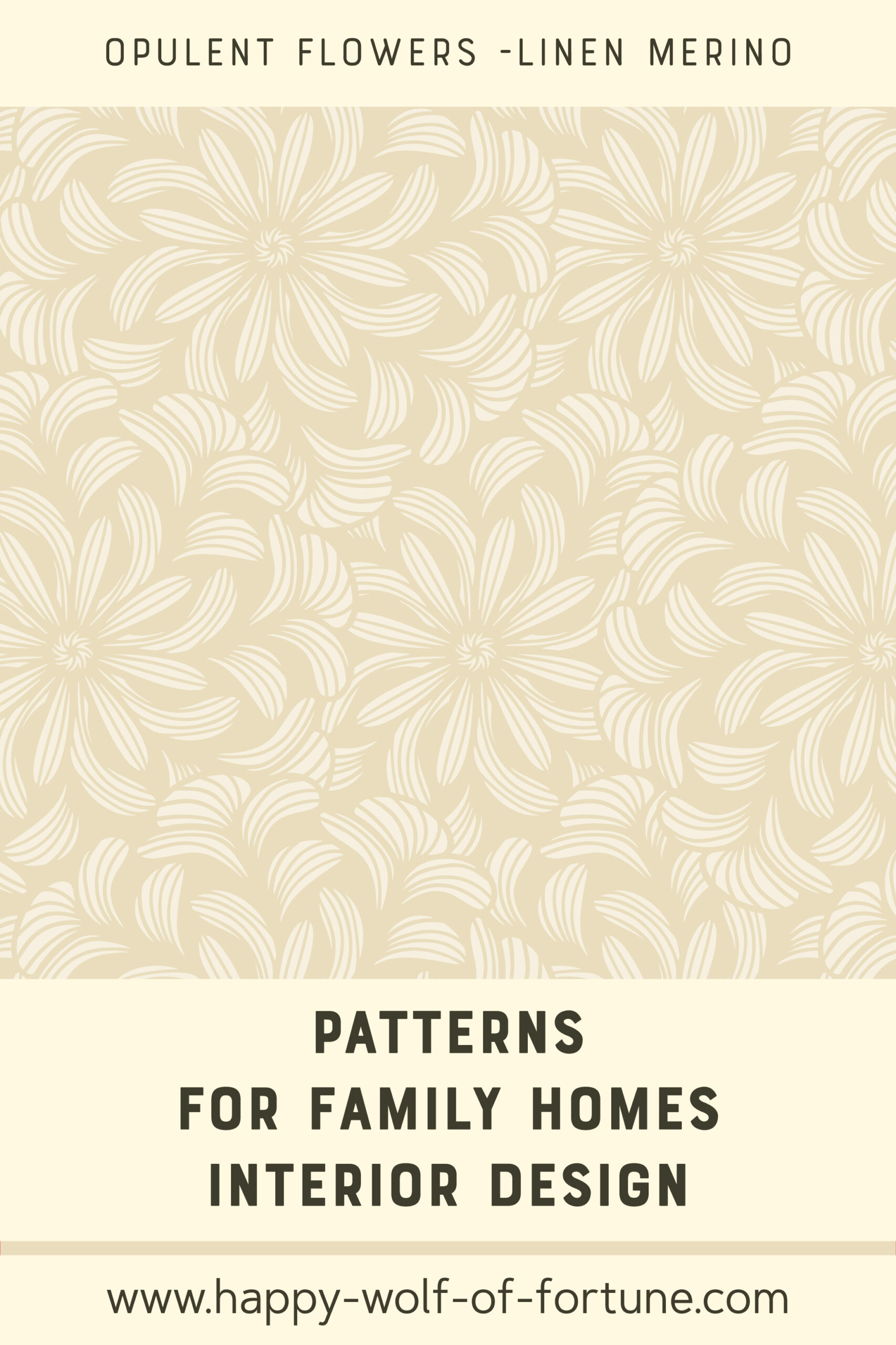 Swatch with seamless pattern for family homes interior design showing hand drawn fluent geometric symmetrical flax beige lines on a linen textured merino beige background.