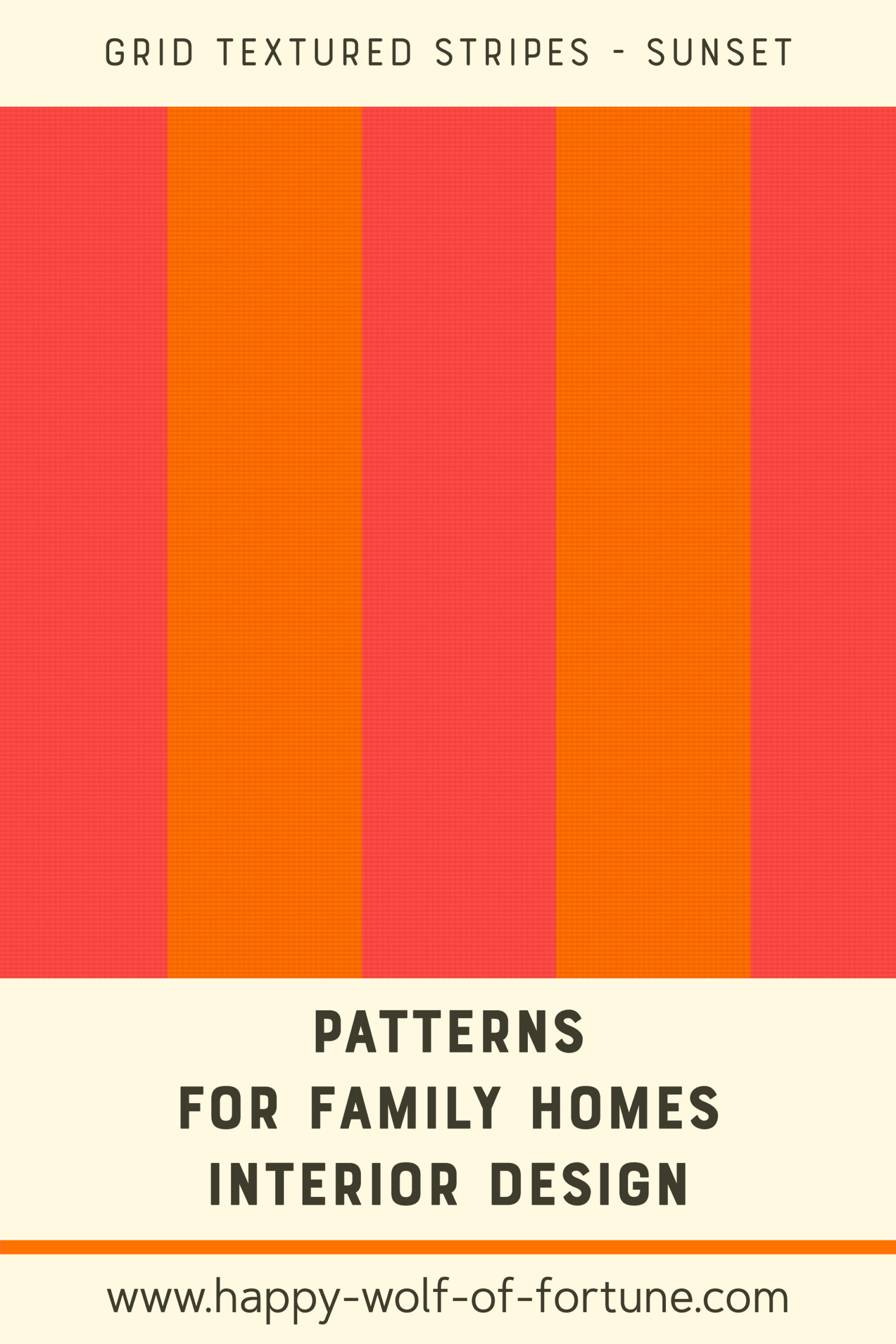 Pattern Swatches - grid textured vertical stripes - pumpkin orange and sunset red pink - Wallpaper for family homes interior design-02 Swatch with seamless pattern for family homes interior design showing textured midcentury modern bold grid textured vertical stripes in sunset red and pumpkin orange