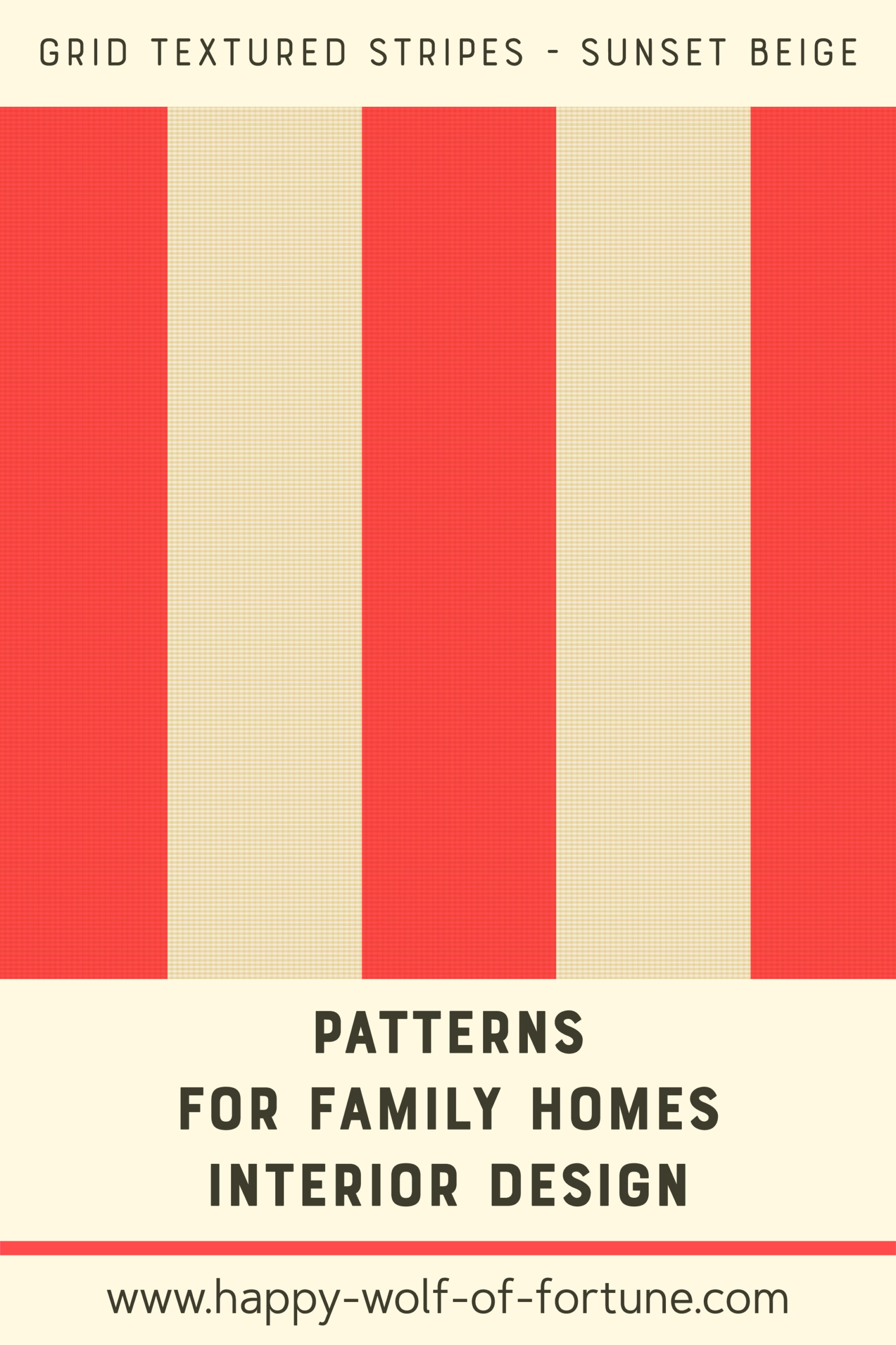 Pattern Swatches - grid textured vertical stripes - sunset coral red orange ff4b4b and eggshell beige - Wallpaper for family homes interior design-02 Swatch with seamless pattern for family homes interior design showing textured midcentury modern bold grid textured vertical stripes in teal cyan blue and very dark whale elephant firefly blue