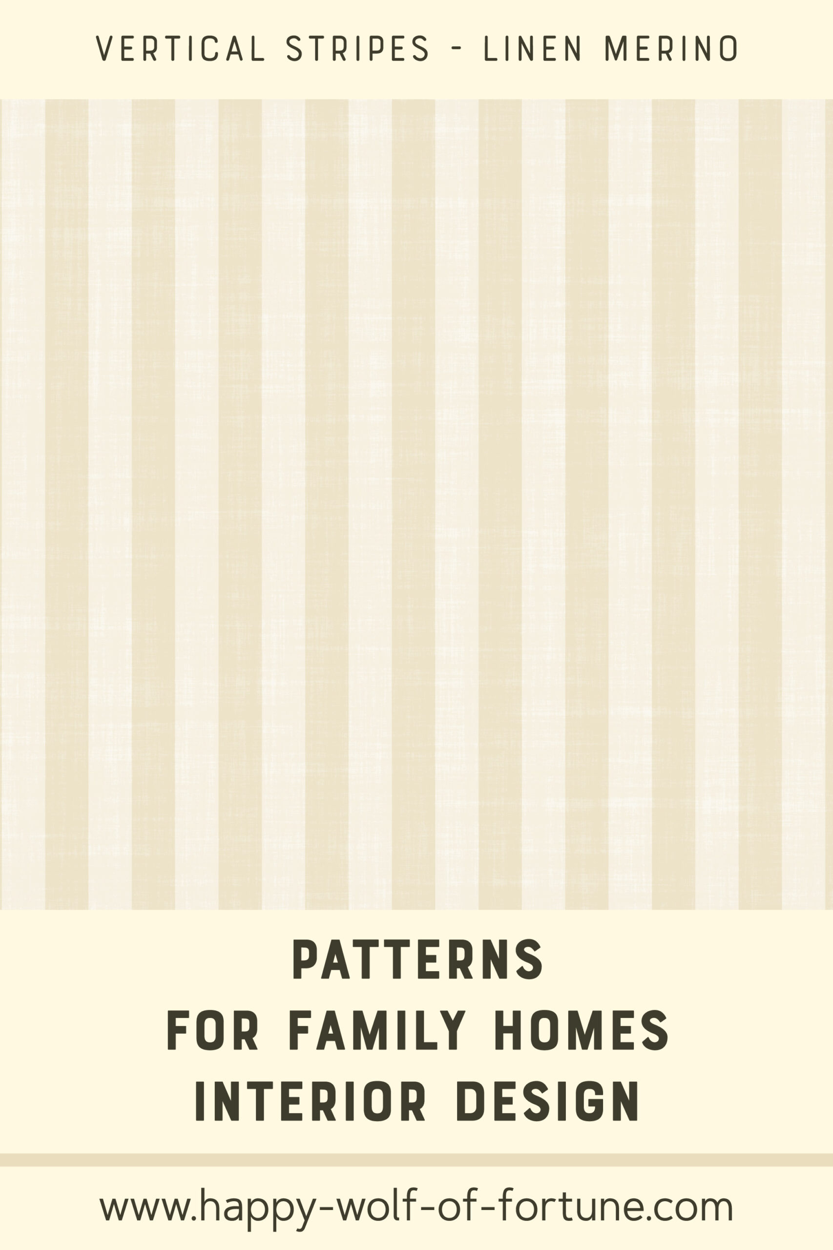 Swatch with seamless pattern for family homes interior design showing linen textured small vertical merino and flax beige stripes