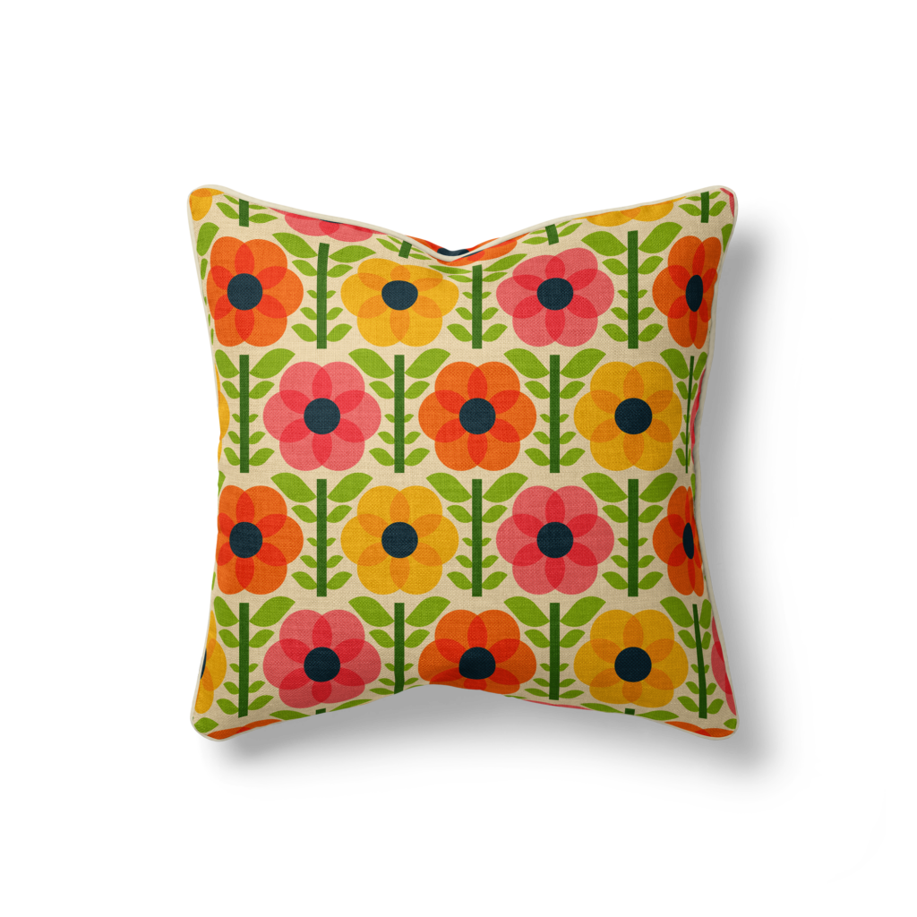 Pillow with an geometric floral pattern that fits the pillow size