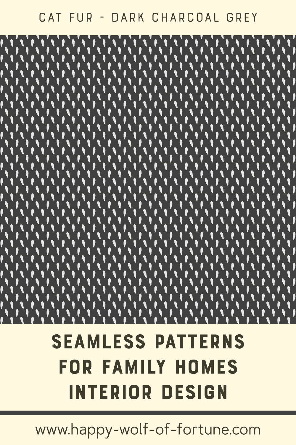 Swatch with seamless pattern for family homes interior design showing abstract warm stone beige grey cat fur on dark blackish carbon grey