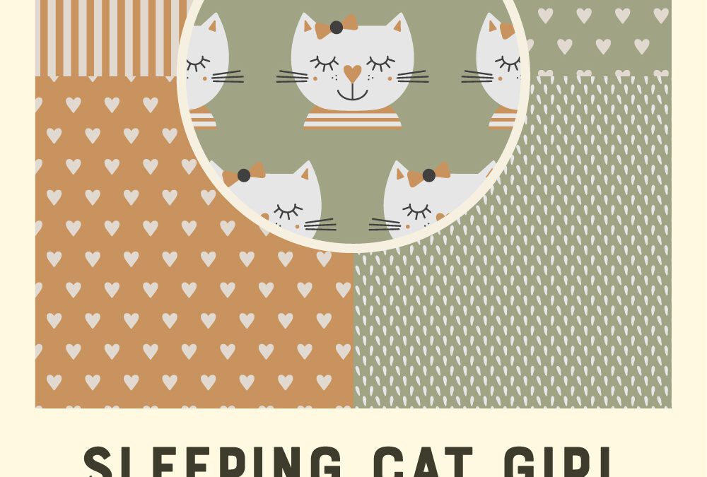 ready-to-use customizable Subtle Boho Sleeping Cats pattern collection for family homes
